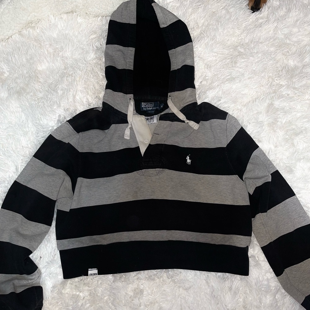 Reworked Ralph Lauren Polo cropped hoodie